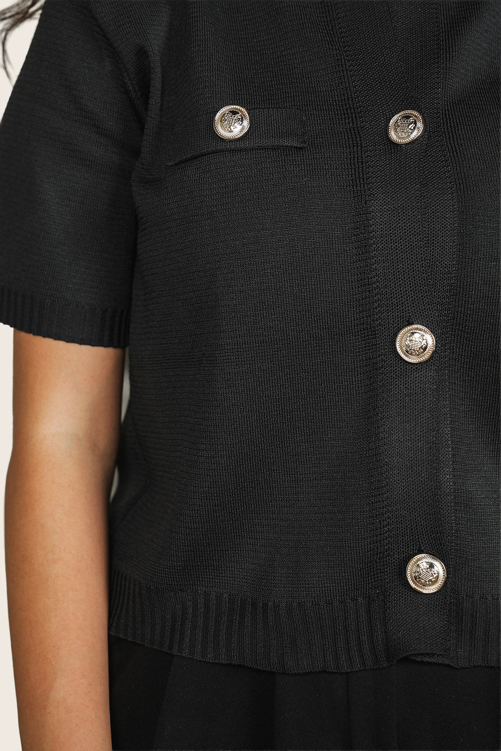 Gold Buttoned Top in Black