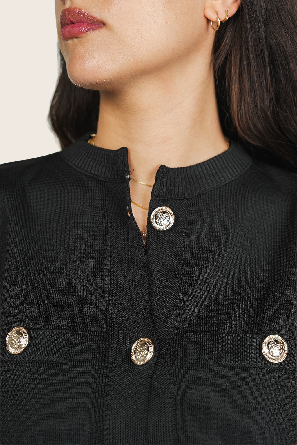 Gold Buttoned Top in Black